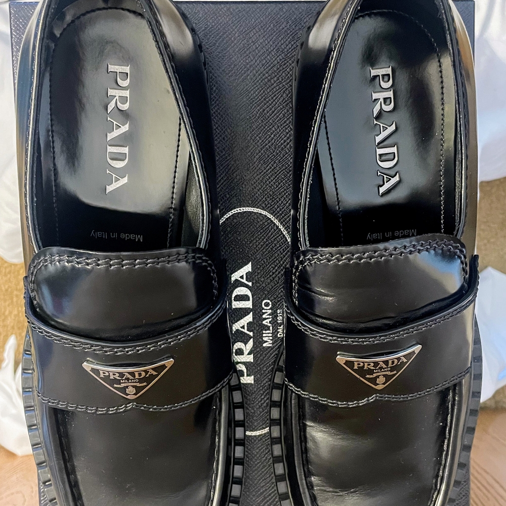 Prada Men's Glossy Black Slip-On Loafers
